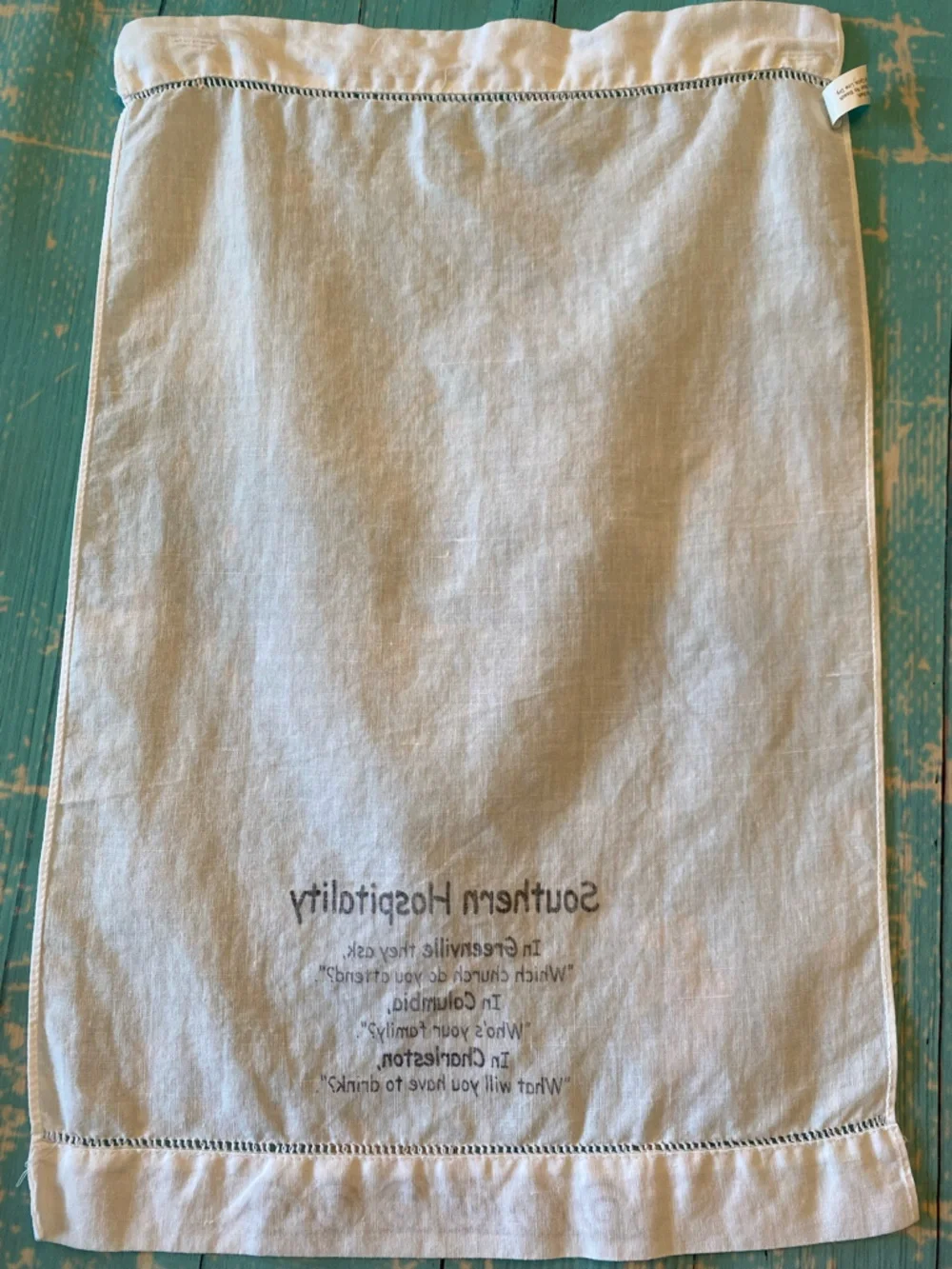 Southern Hospitality Printed Kitchen Towel - White with Black Text